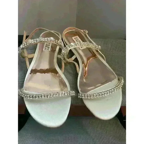 New! Badgley Mischka Zandra Embellished White Rose Gold Strappy Sandal Size 5.5 - Picture 3 of 5